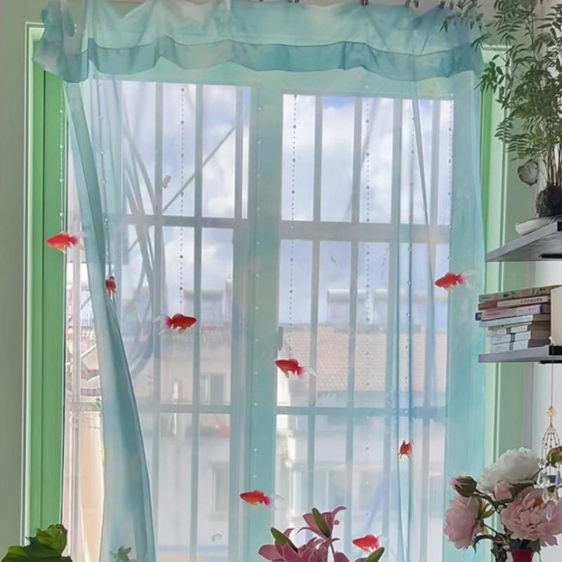 Curtain Sheer Voile - Voilage transparent bleu clair uni, rideau
