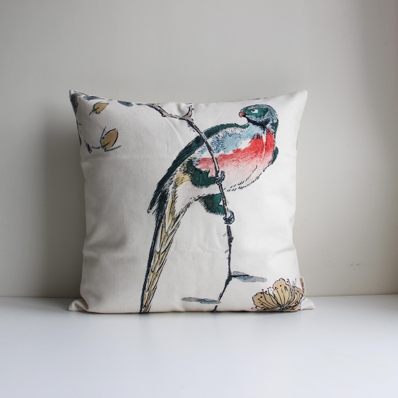 Pillow Cover 20X20 - Housse de coussin motif oiseau chinoiserie