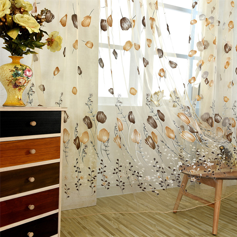 Rideaux Voile Tulipe 100x200cm - Curtain Sheer Voile avis et prix